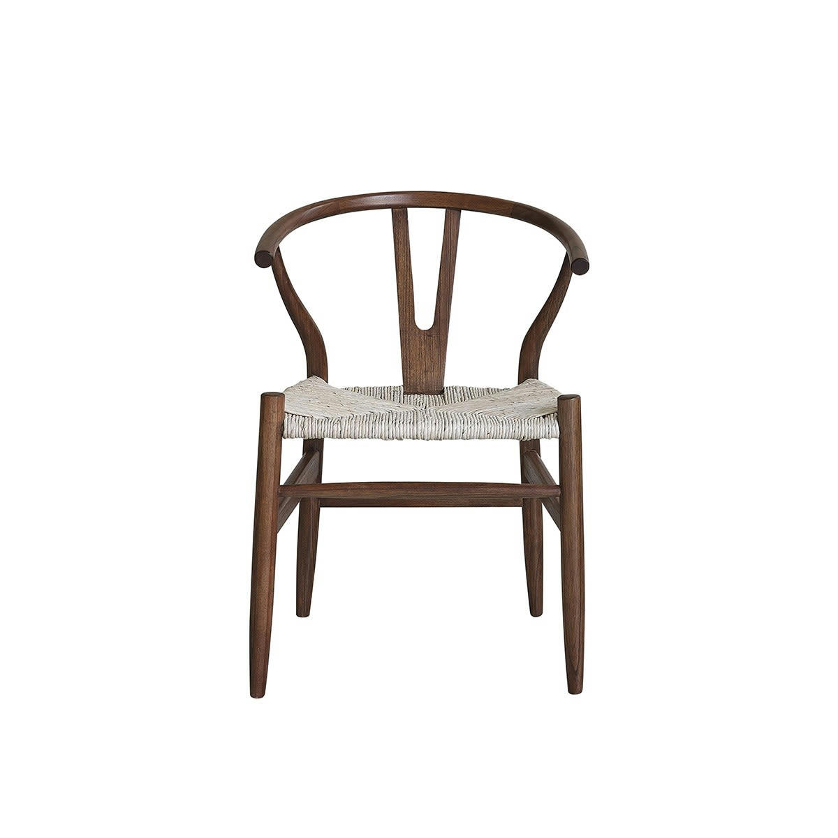 - Chaise en mindi massif finition noyer et corde naturelle