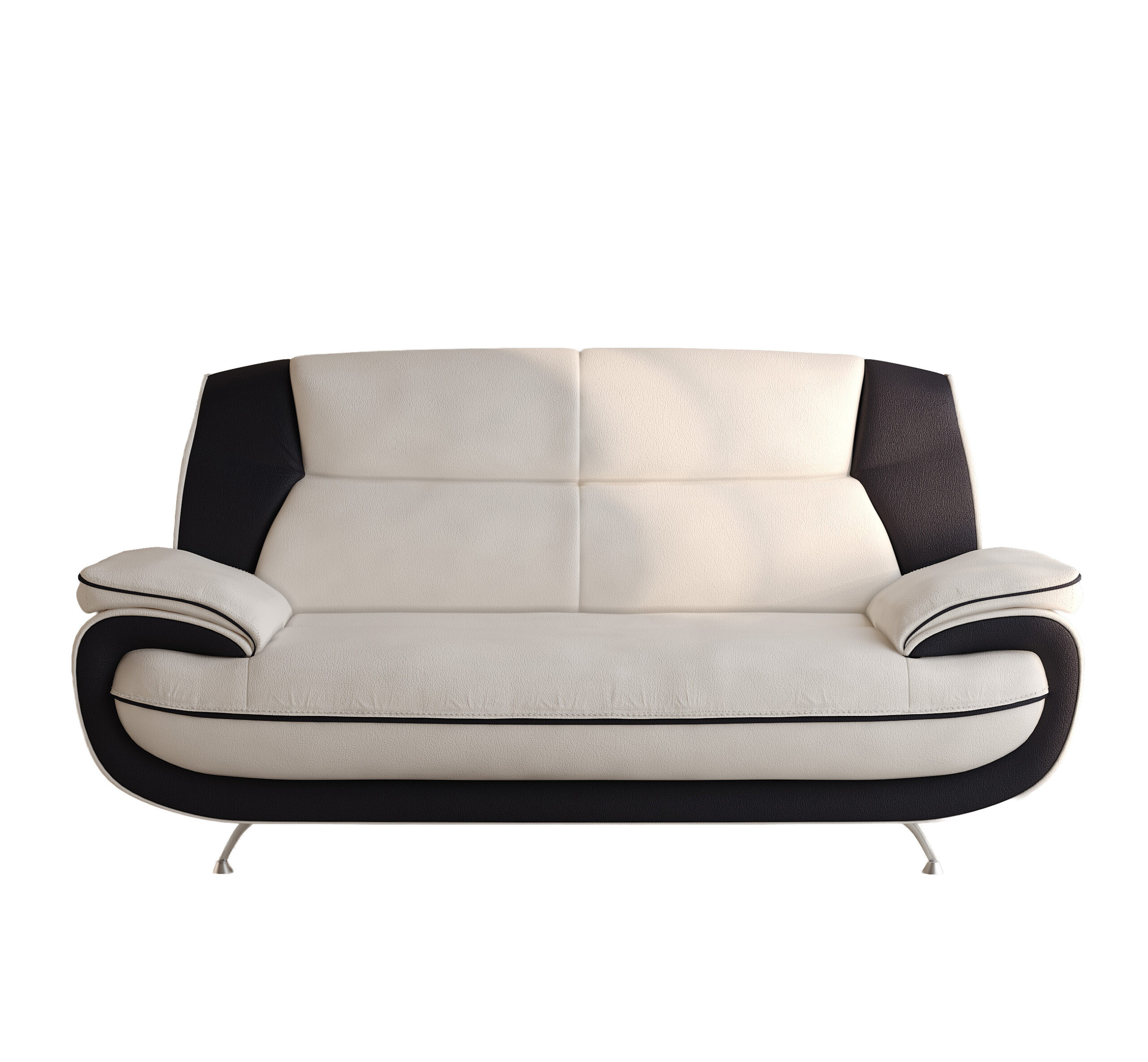 Sofa dwuosobowa, tkanina Soft, biało-czarna, Palermo