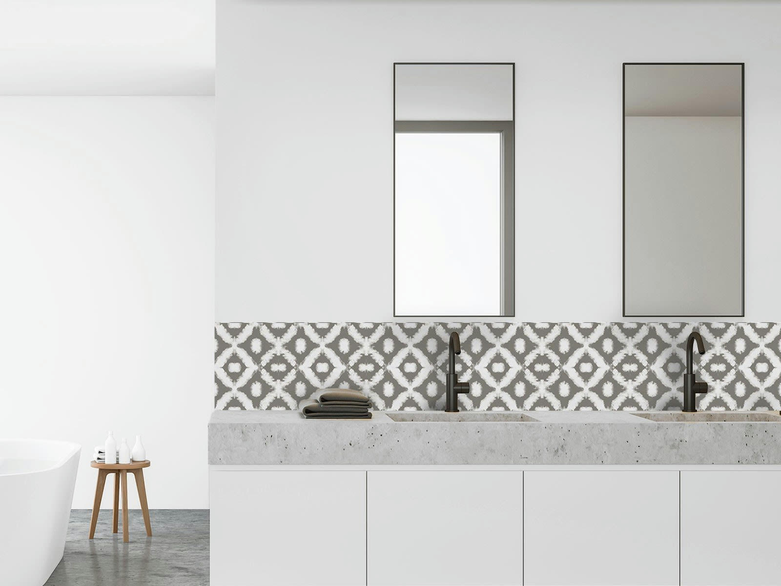 SHIBORI - Crédence adhésive gris taupe 400x40cm