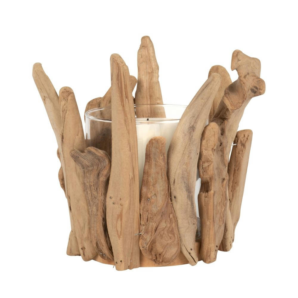 - Bougeoir en lithocarpus et verre