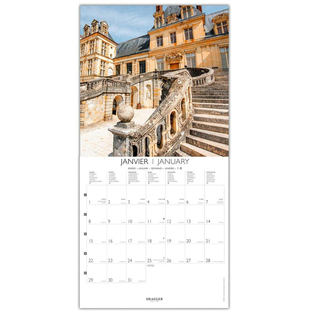 - Grand calendrier mural 29x29  cm - 2024 - Châteaux