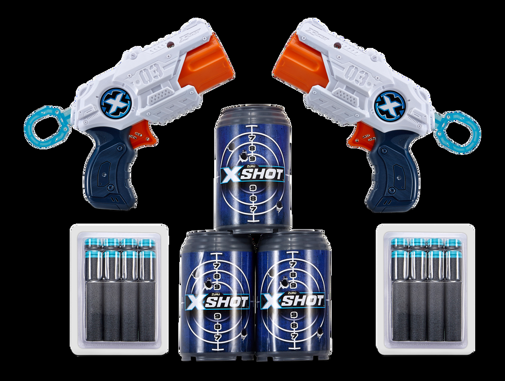 ZURU X-Shot MK 3 Foam Dart Blaster Set With 16 Darts, 2 Players, Age 8+