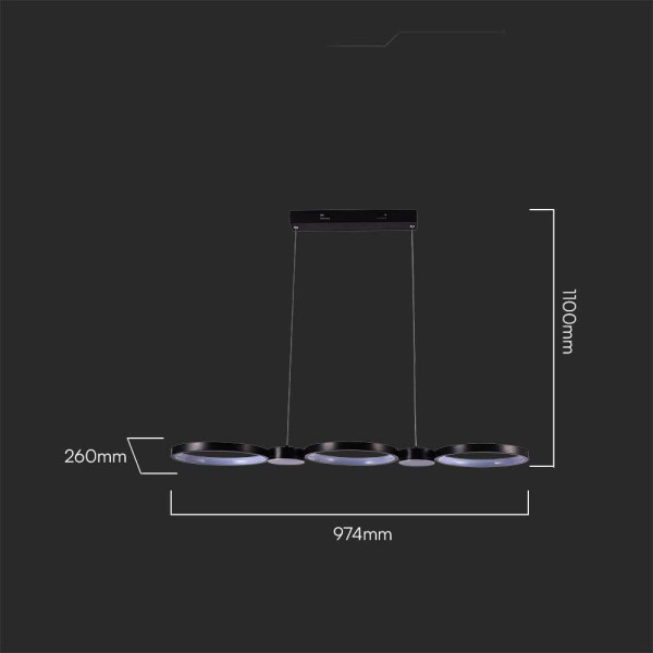 Lampa wisząca VT-7820 czarna LED 1x38W Neutralna biel 4560lm V-TAC