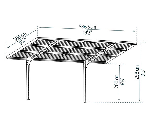 Carport Sydney aluminium et polycarbonate toit plat 5,9 x 2,9 m