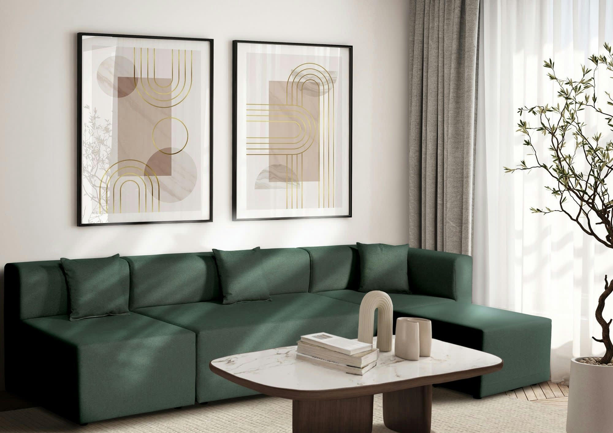 CENTAURI - Pouf carré 1 place  en tissu vert