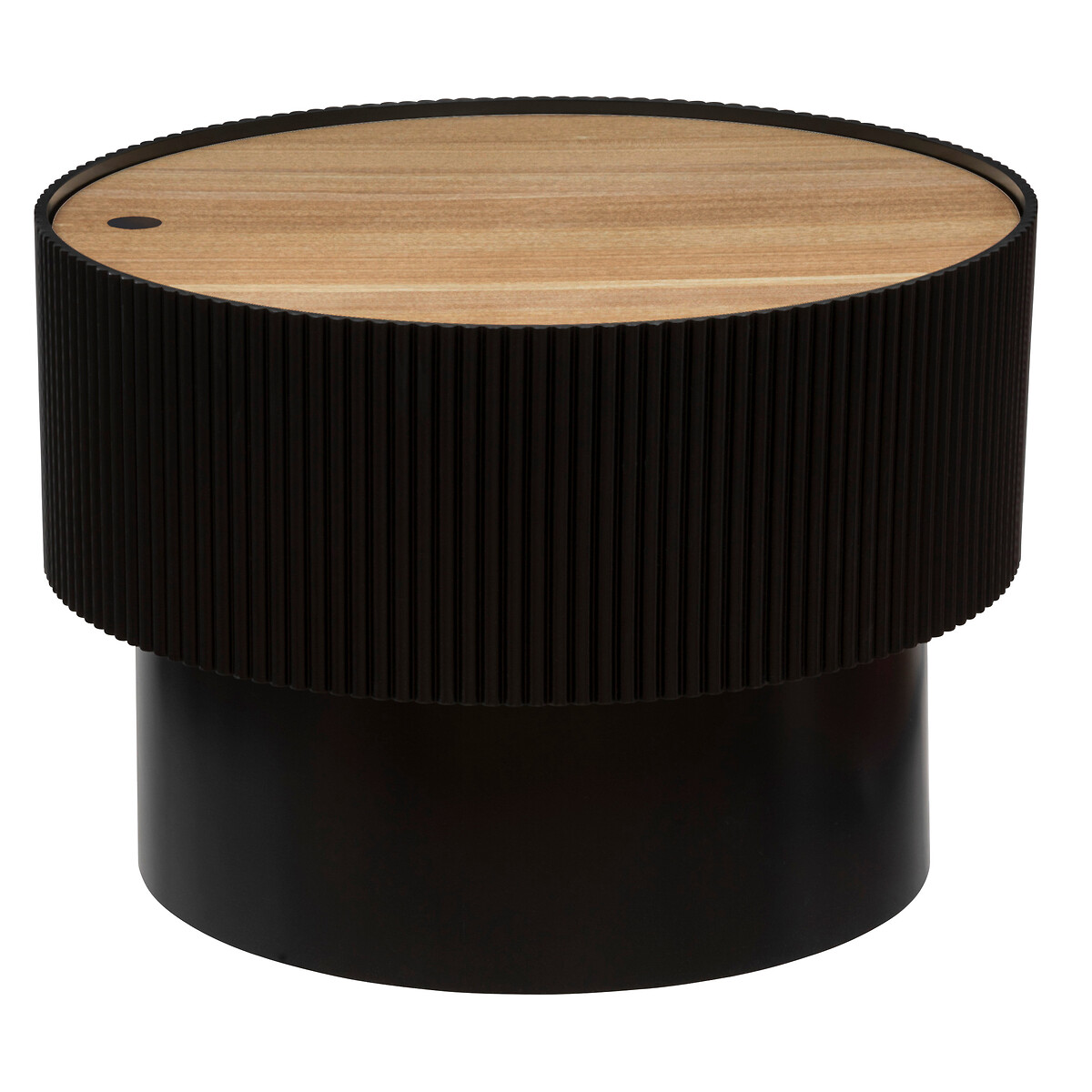 Coffee table "Enola" Ash veneer, black, d.55 cm