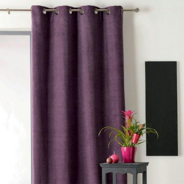- Rideau uni thermique et occultant 140x260cm Aubergine