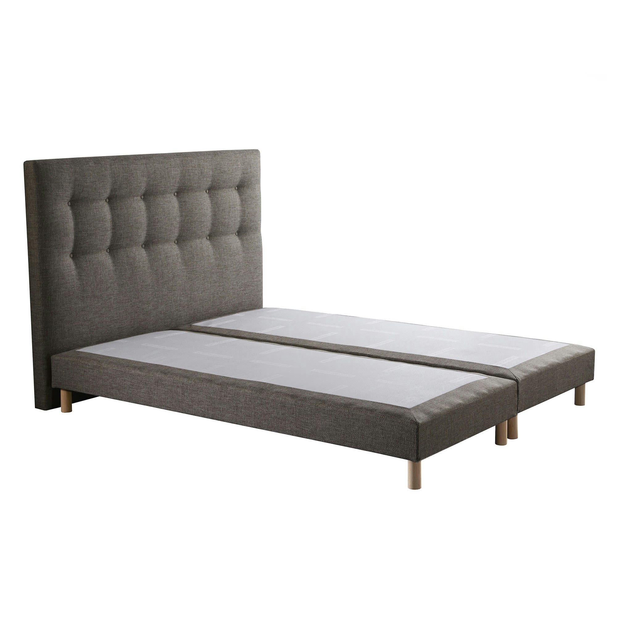 SYMBIOSE - Sommier tapissier + tete de lit capitonnée Camel 180x200