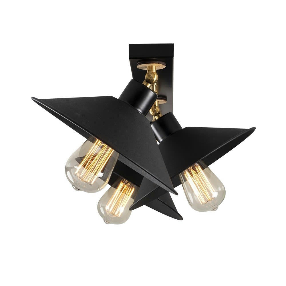 HARVEY - Lampe de plafond orientable noir 3 lumières avec détails dorés