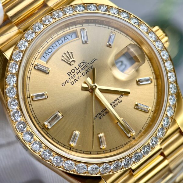 Rolex Day-Date YG Plated Gold Dial With Diamonds 40mm Super Clone