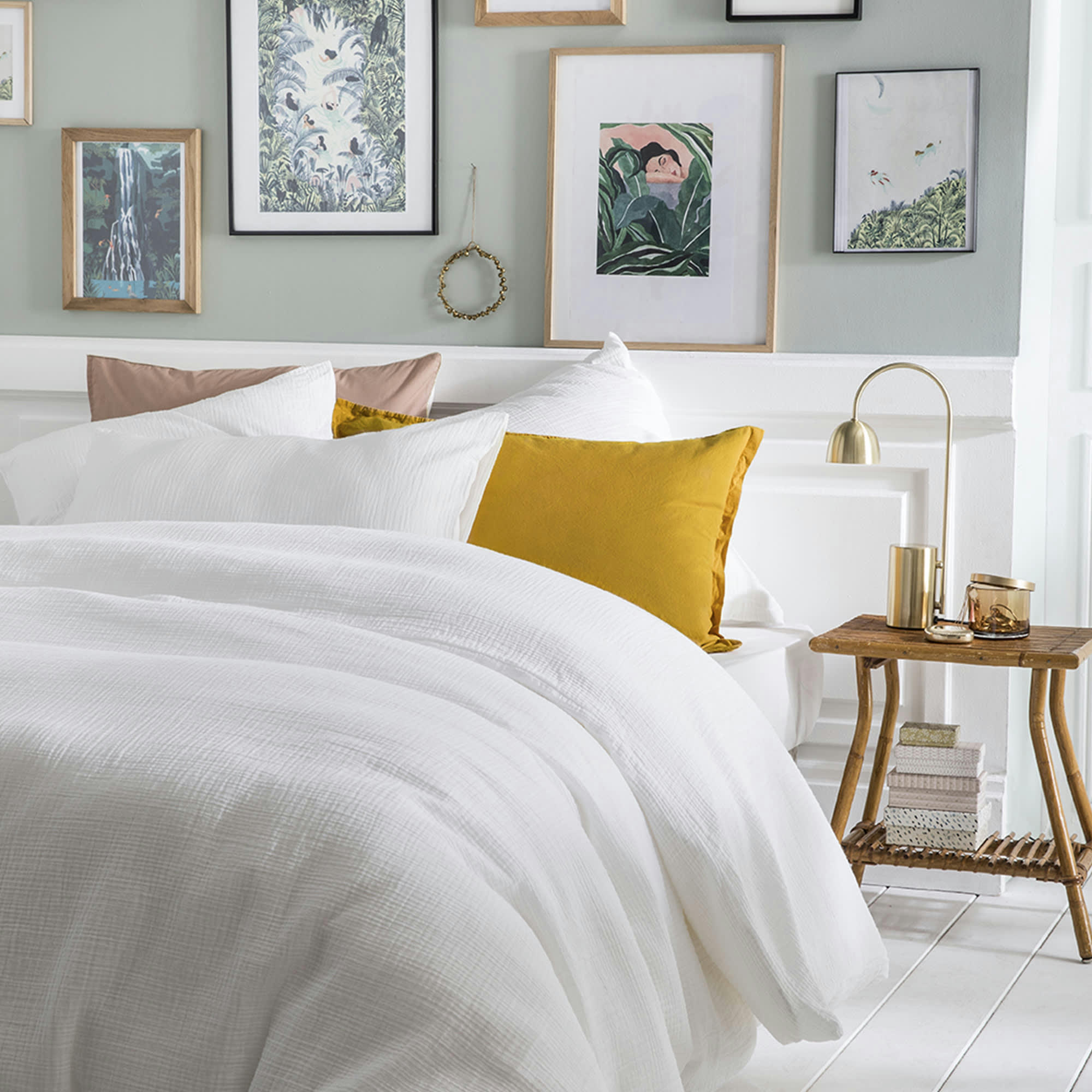 TENDRESSE - Housse de couette unie en coton blanc 140x200