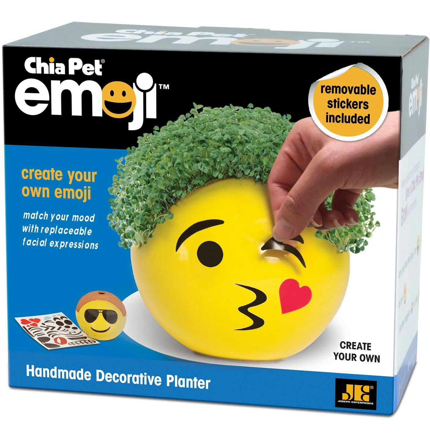 Chia Pet, Decorative Pottery Planter Emoji with Seeds, Novelty Gift