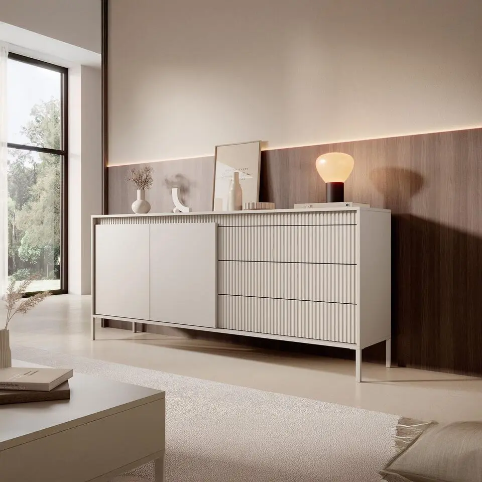 Meubella - Dressoir Saran - Beige - 187 cm