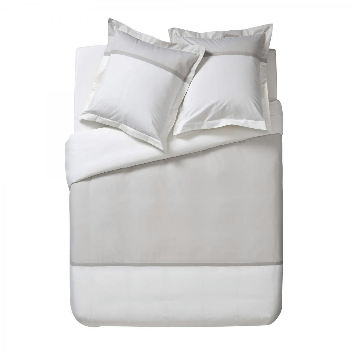 TOI&MOI - Taie de traversin bicolore en percale de coton gris 43x190