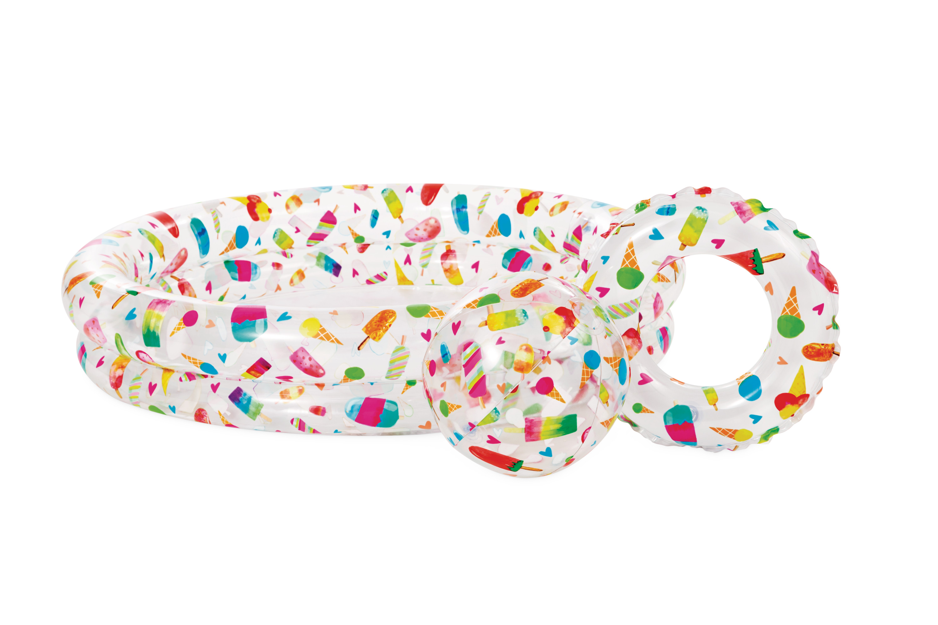 Zestaw basen dmuchany ogrodowy Lody   piłka   koło122x25cm INTEX 59460