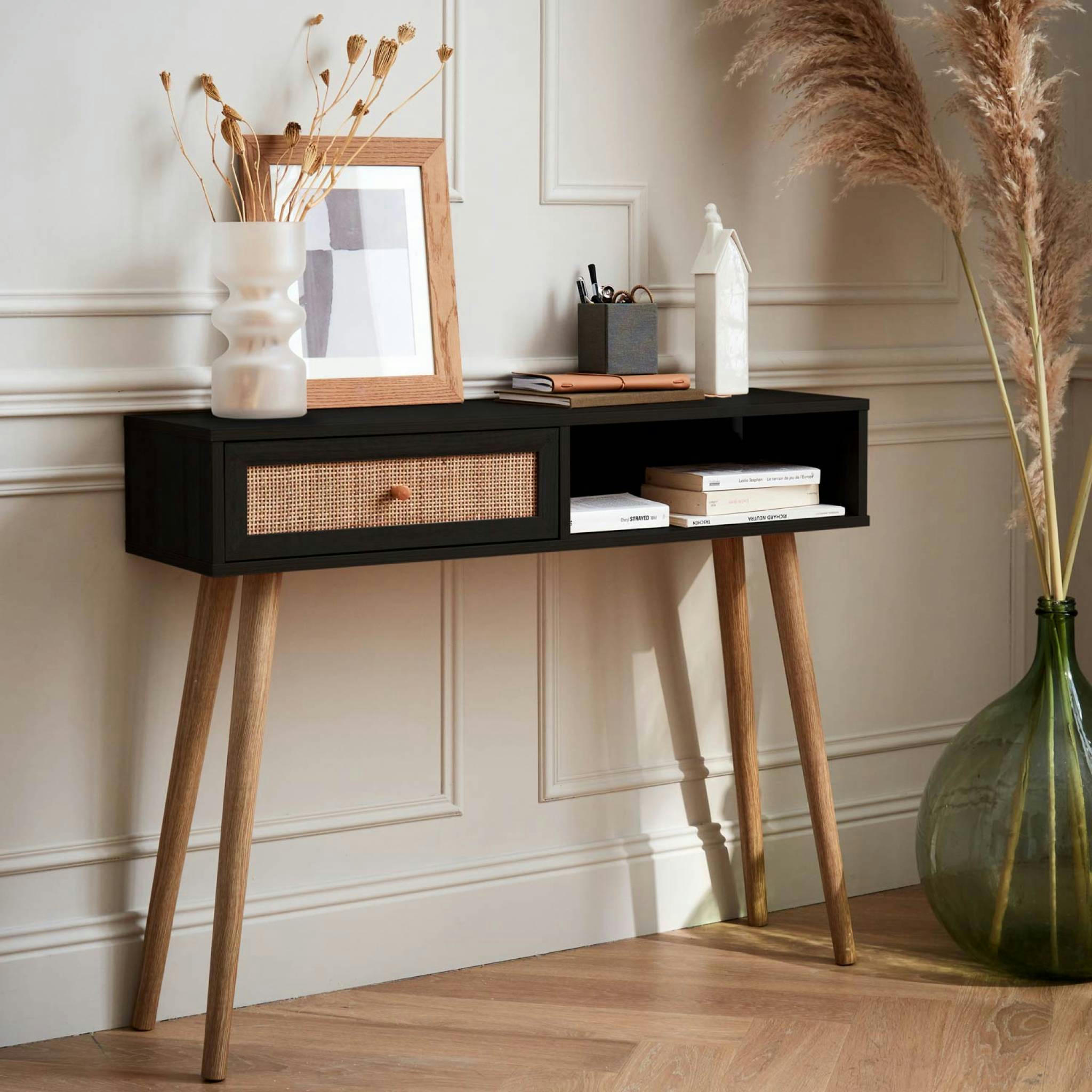 BOHÈME - Console en cannage noire
