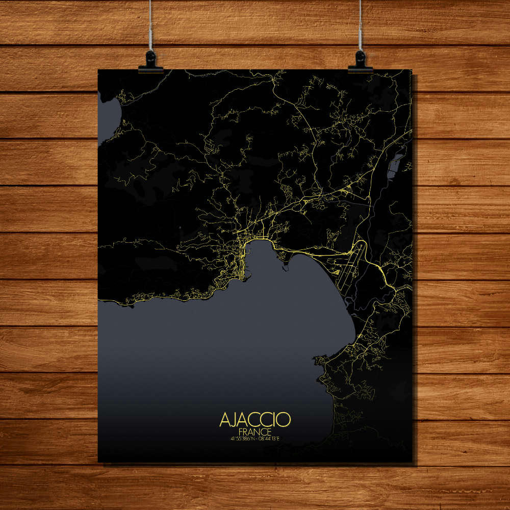 - Affiche Ajaccio Carte Nuit 40x50