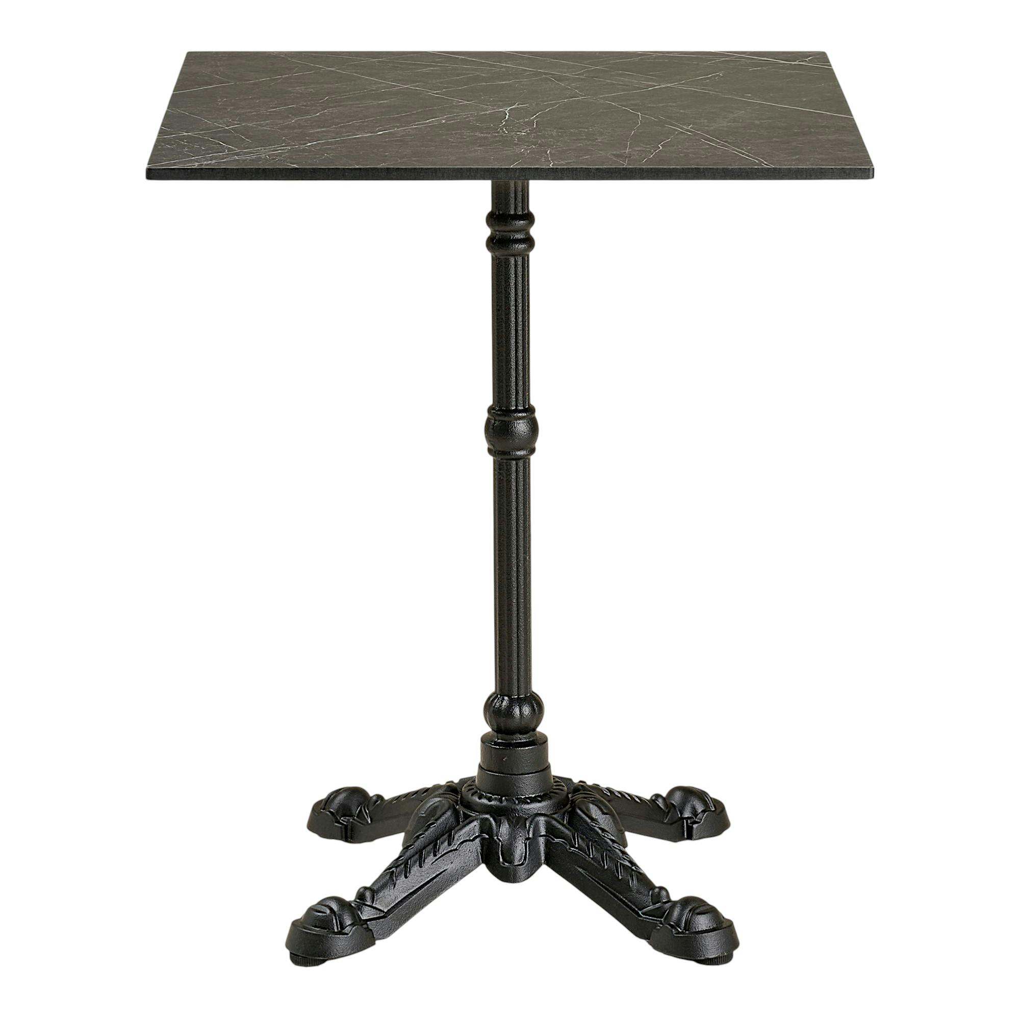 Table bistrot carrée effet marbre gris pied fonte 60 cm TORANO