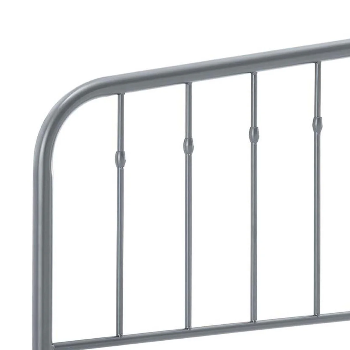 John 59 Inch Queen Size Metal Open Frame Headboard, Arched, Grey