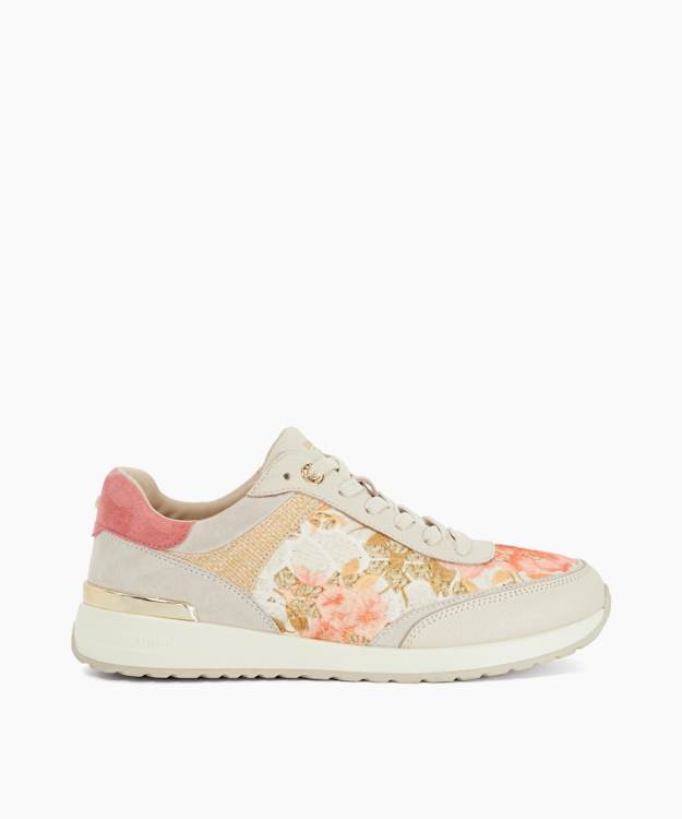 Esmara Blush - Leather Floral Lace-Up Trainers
