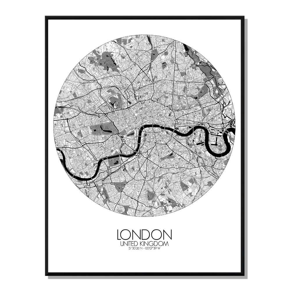 - Affiche Londres Carte ronde 40x50