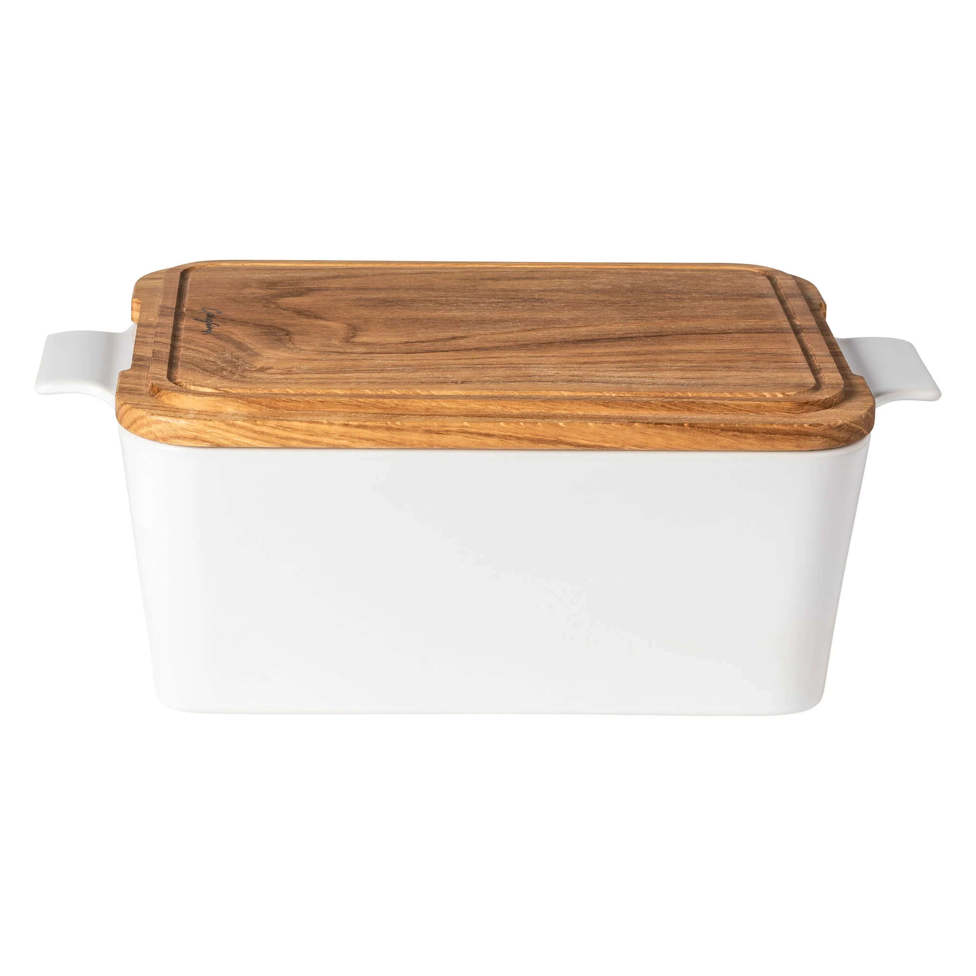 Gift Rectangular Bread Box with Oak Wood Ensemble, Casafina by COSTA NOVA