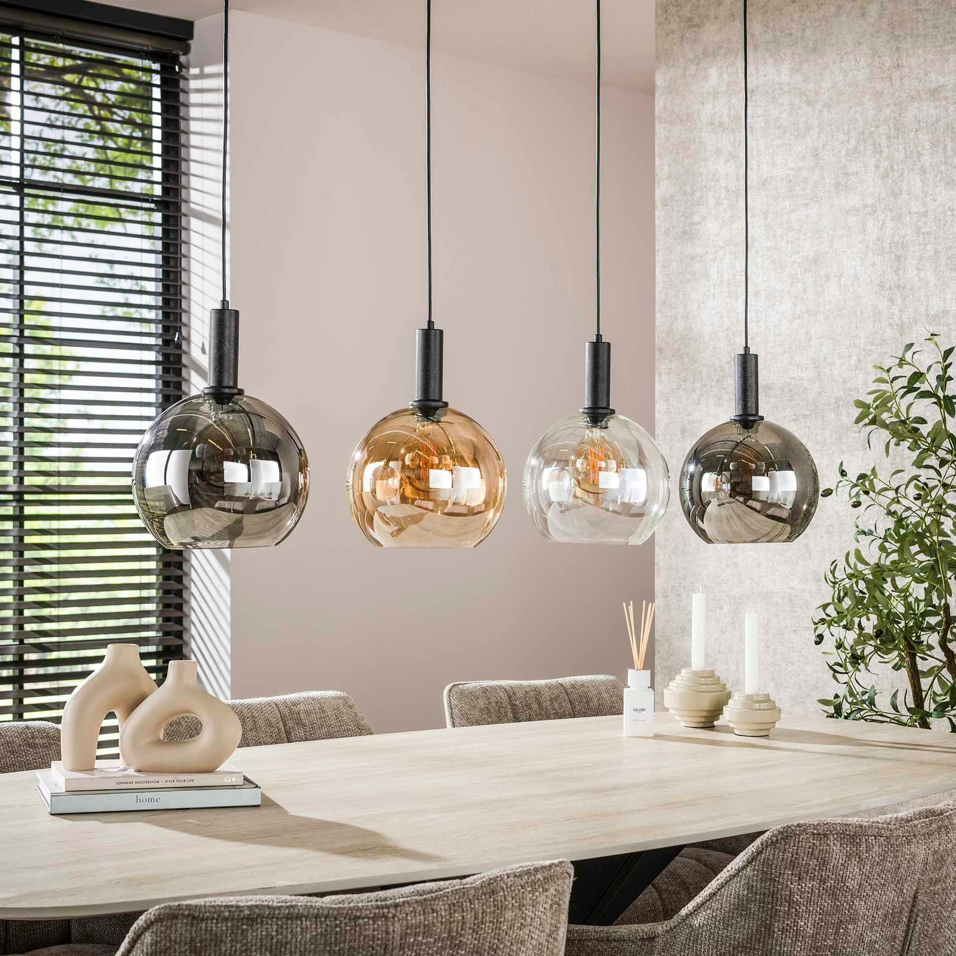 Suspension îlot cuisine 4 globes multicolores NOVA