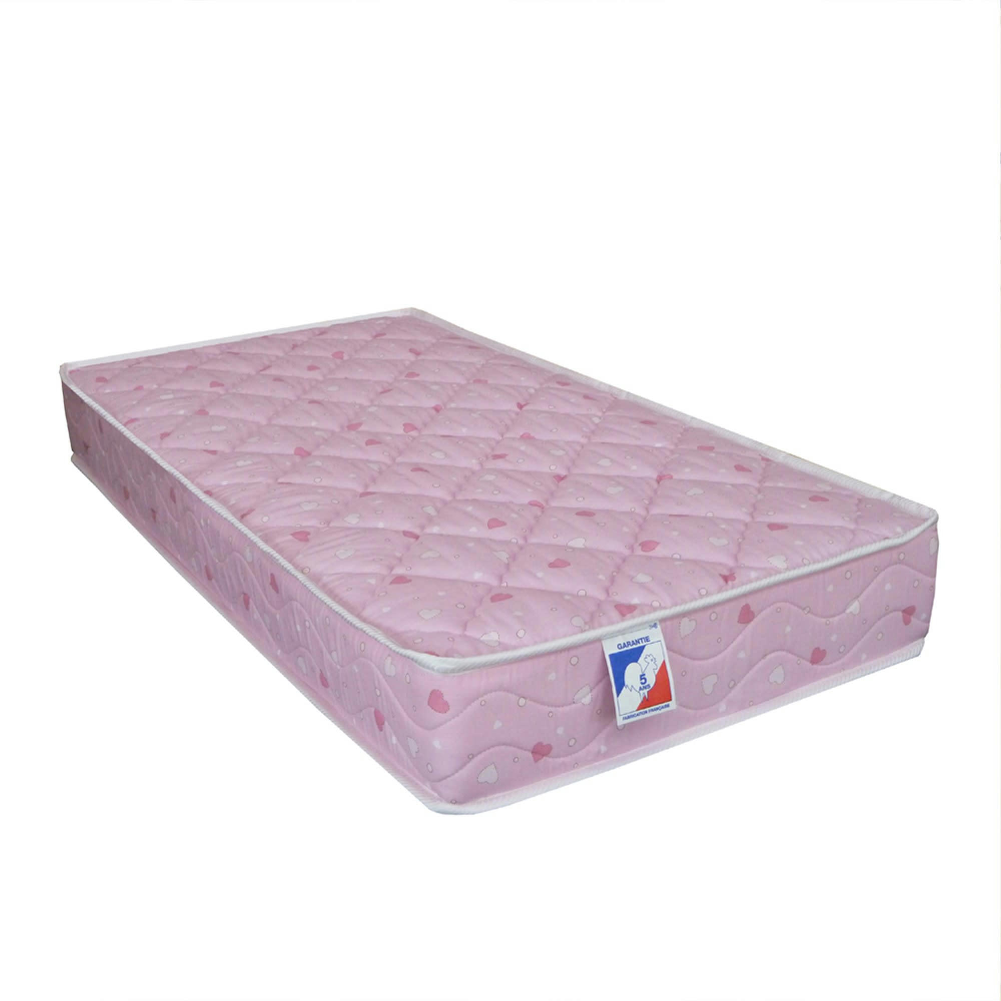 BEBE CALIN - Matelas bébé 100% coton mousse rose 60x120