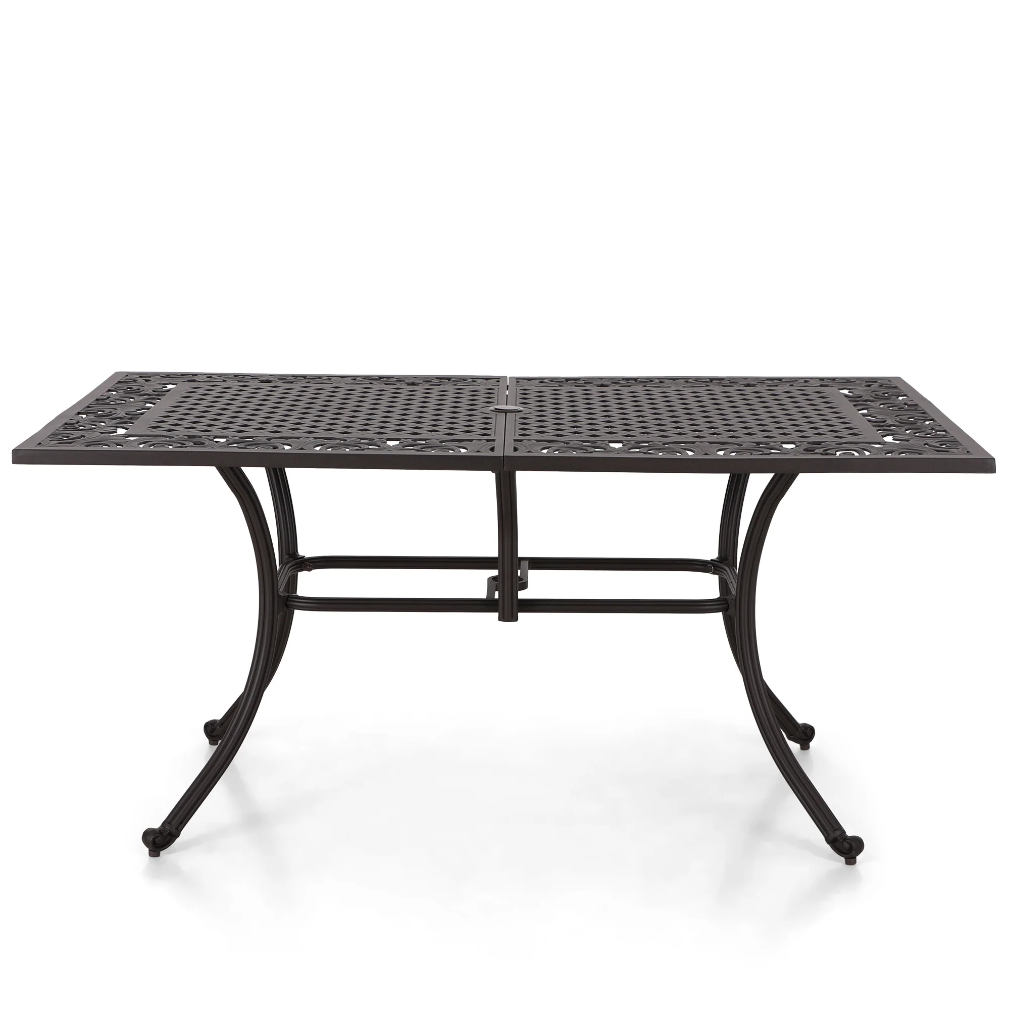 MAISON ARTS Patio Outdoor Cast Aluminium Dining Table with Umbrella Hole