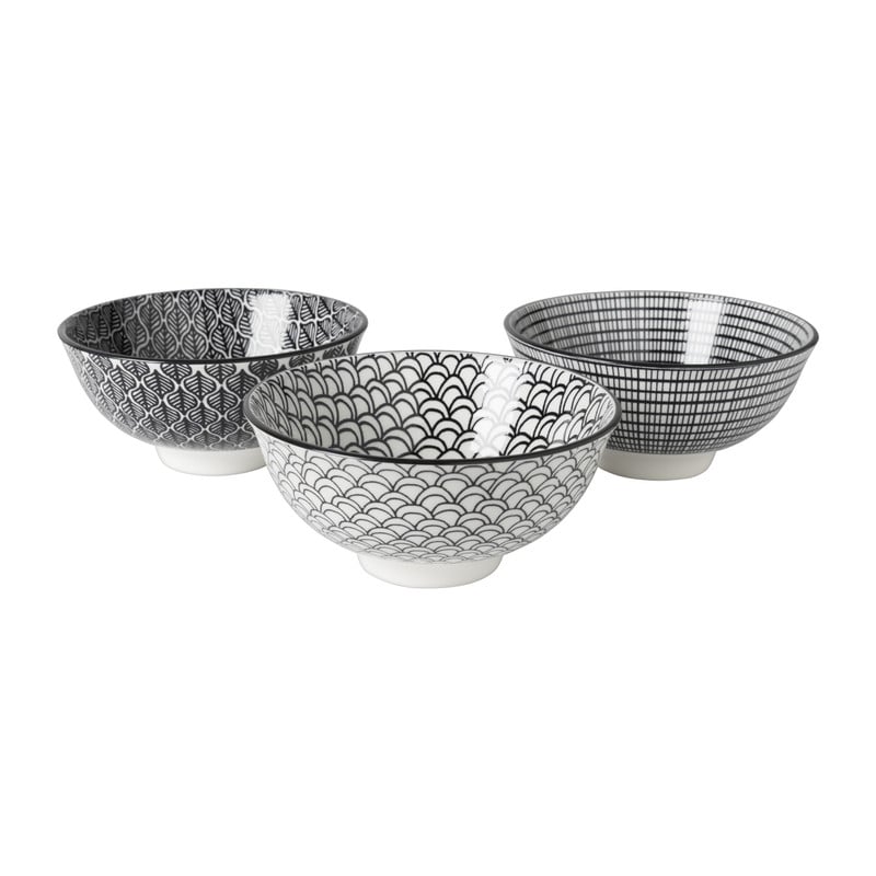 Schaaltje black print streep - &Oslash;12x6cm