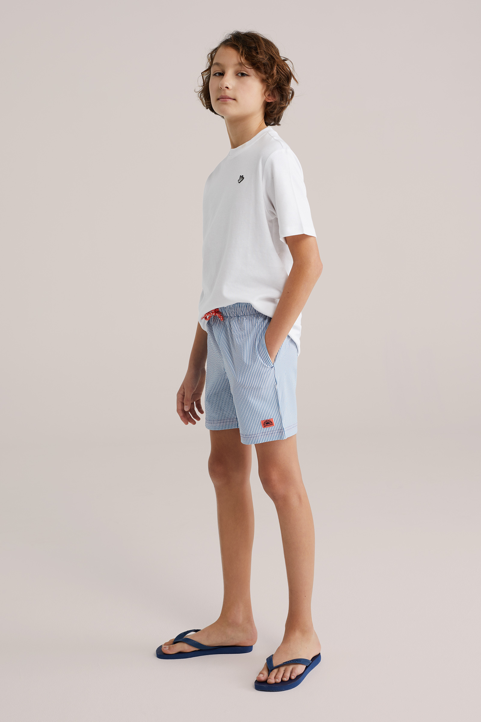 Jongens gestreepte seersucker zwembroek