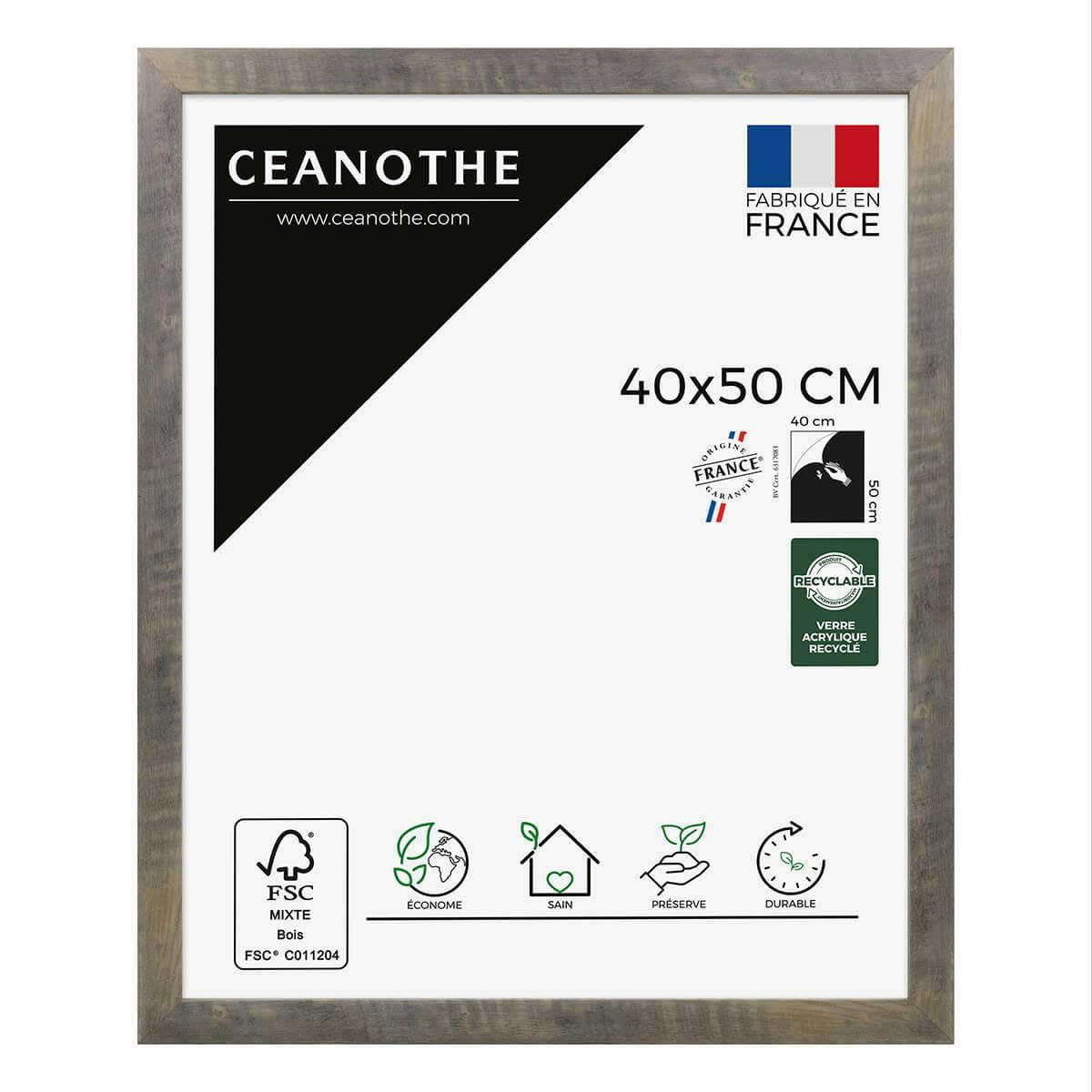 ALIZEE - Cadre photo brun 40x50 cm résine recyclée