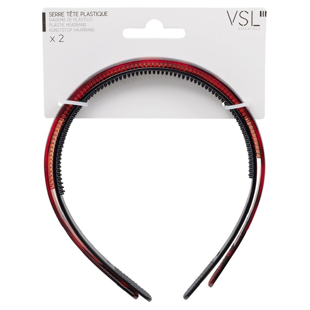 Serre tête plastique noir et marron x2