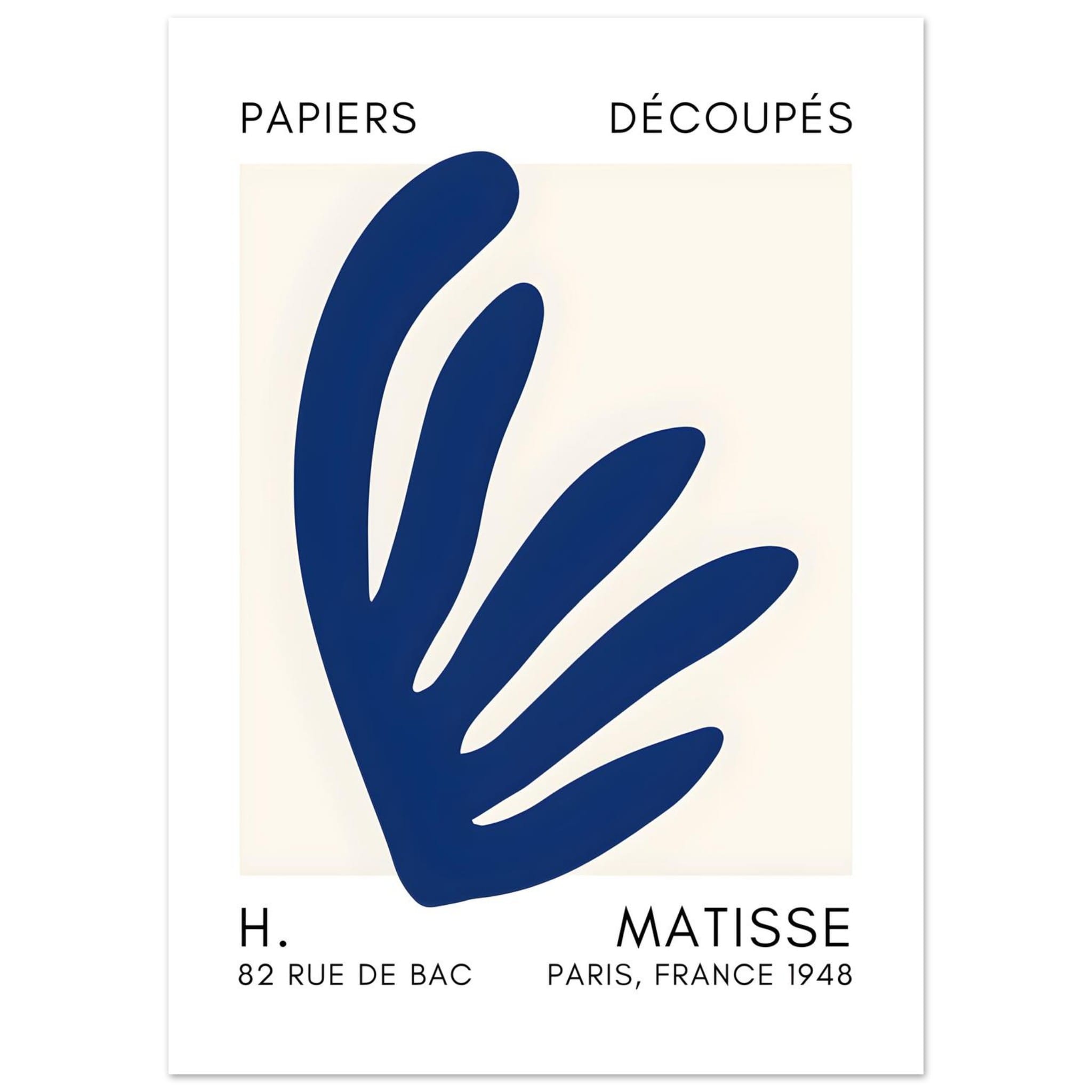 Artfulprints Poster Matisse – Aquatic impression navy blue II  - 50x70 cm - Blauw