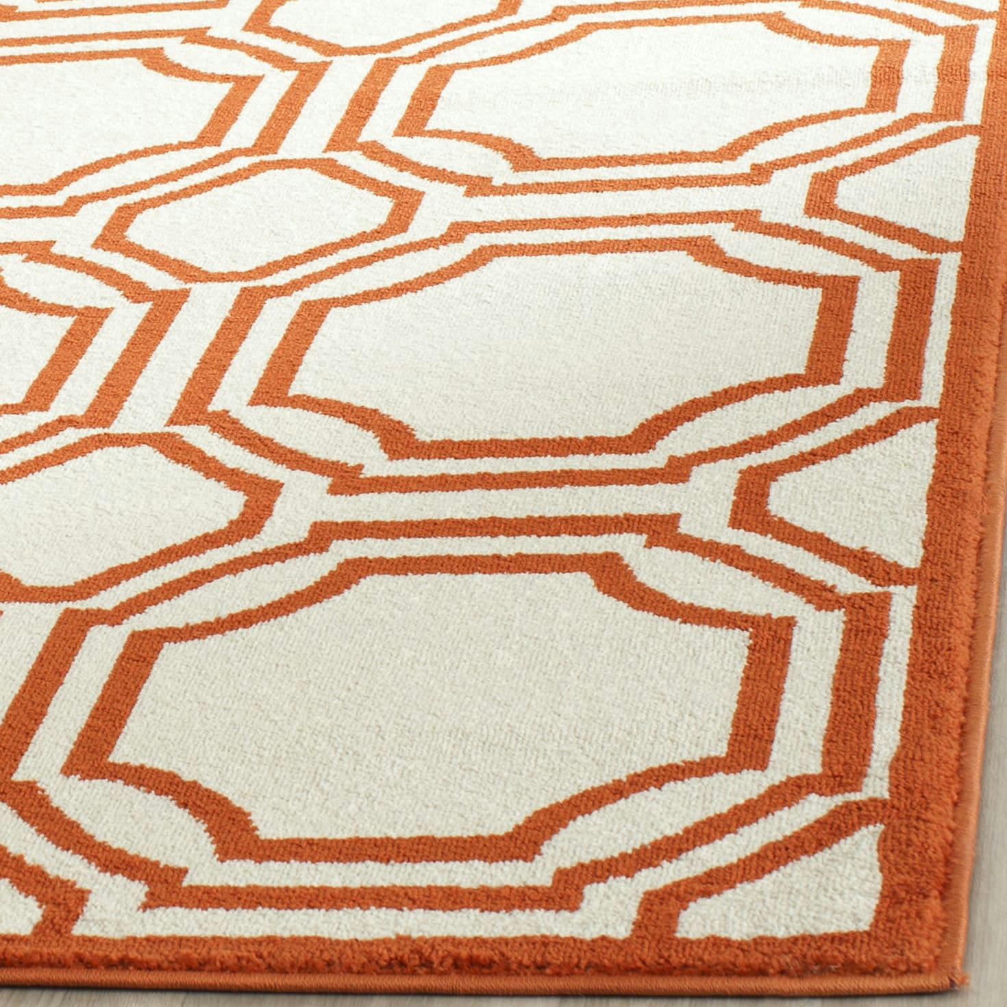 AMHERST - Tapis interieur & exterieur en ivoire & orange, 152 x 244 cm