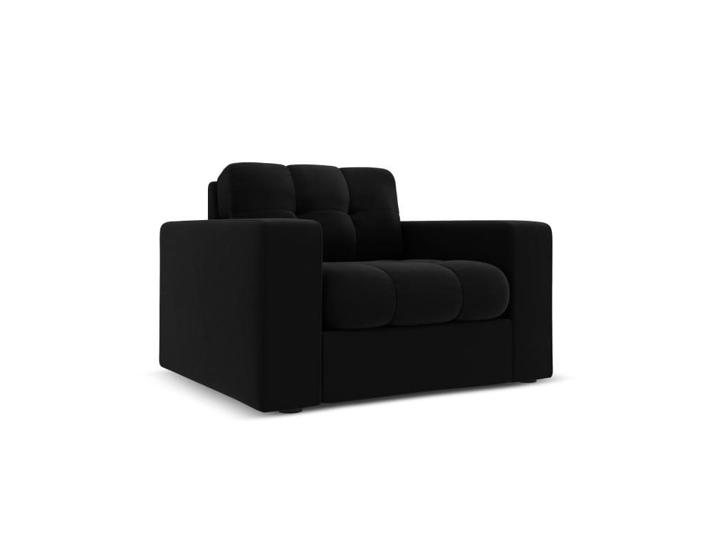 JUSTIN - Fauteuil en velours noir
