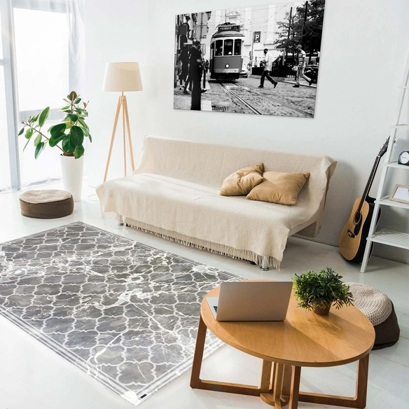 Vinyl Teppich »Richard«, BxL:203 cm x 136 cm, grau|weiß