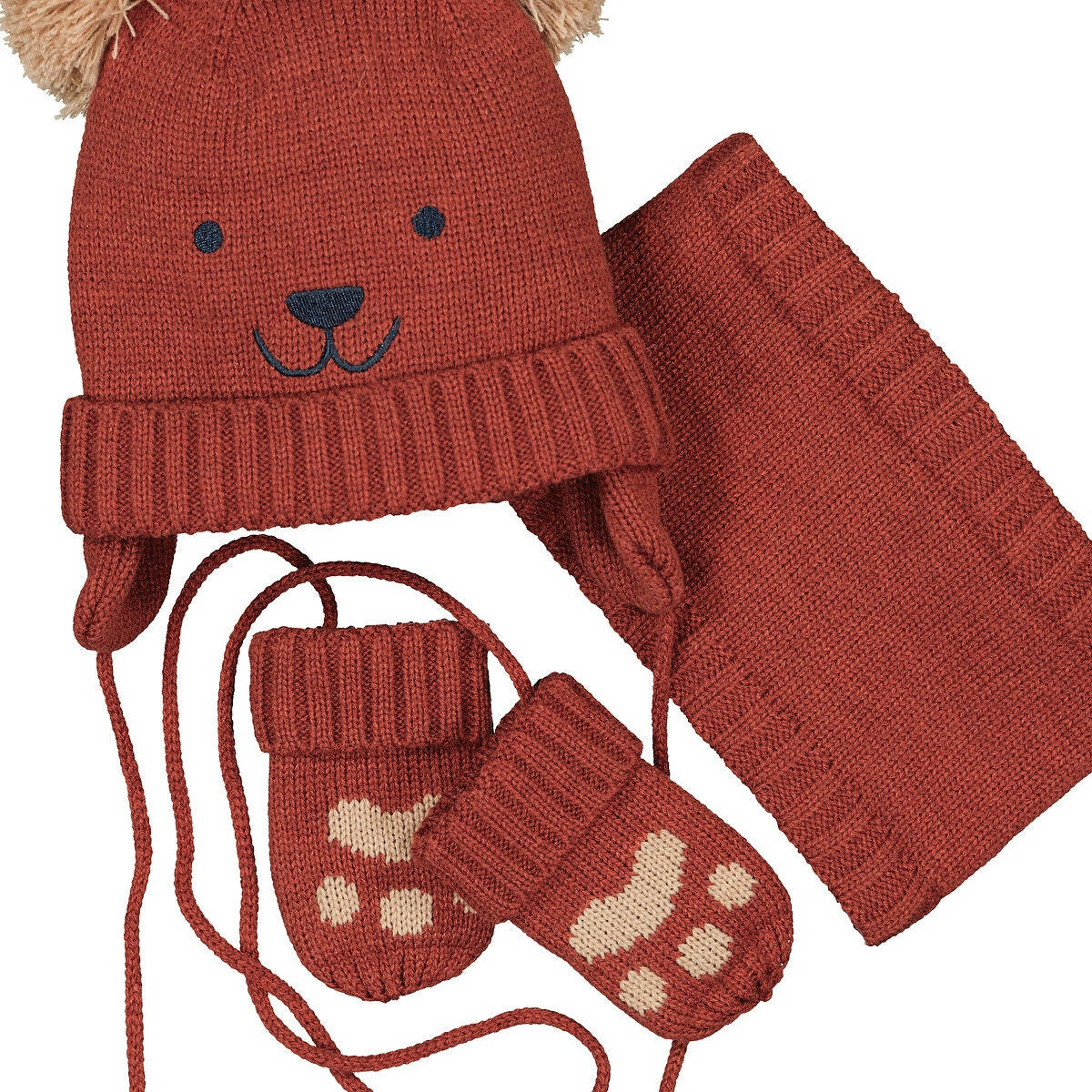 Ensemble bonnet + snood + moufles