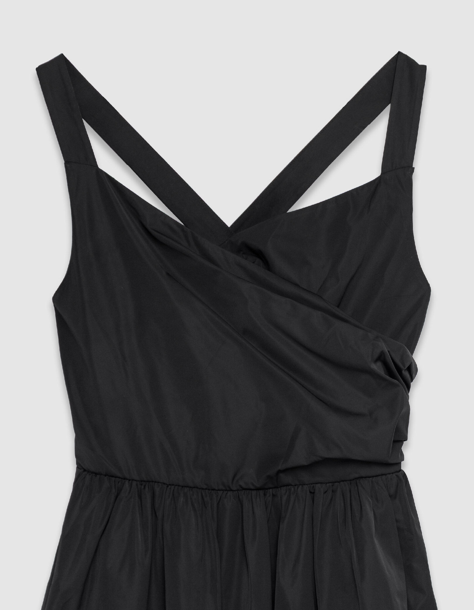 Robe chic à bretelles noire en taffetas Femme