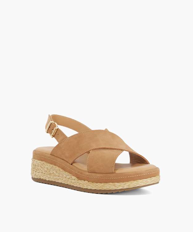 Kiya Camel - Raffia Flatform Sandals