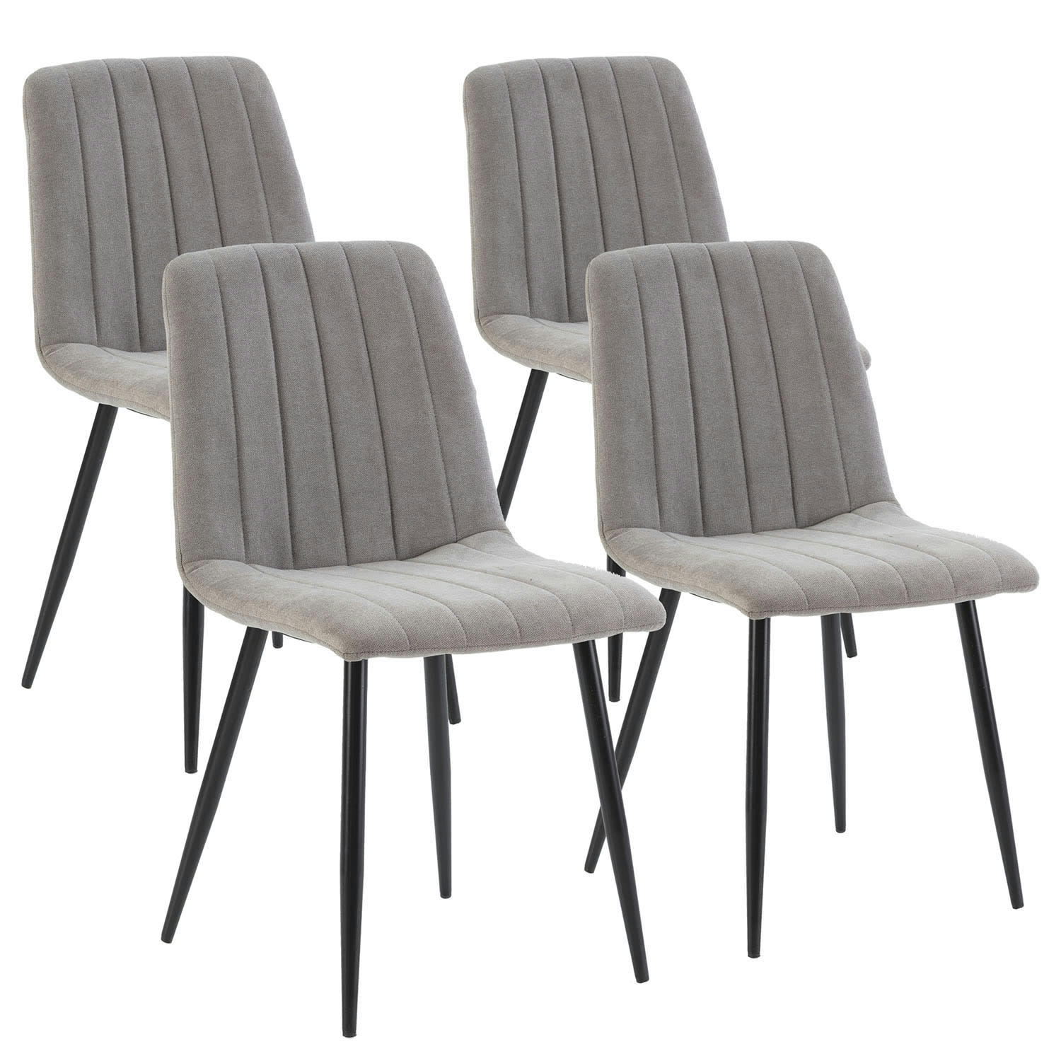 SAGI - Pack 4 chaises recouvertes de tissu gris