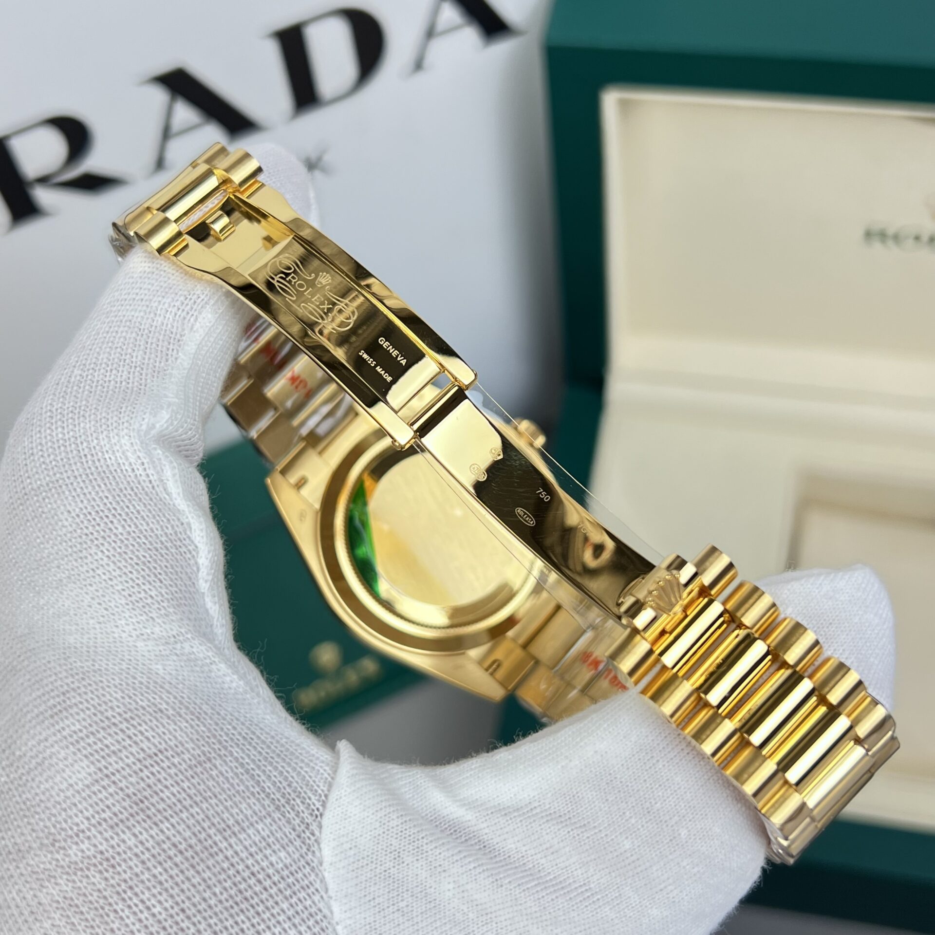 Rolex Day-Date 228348RBR YG Plated Black Dial CZ Diamonds 40mm Super Clone