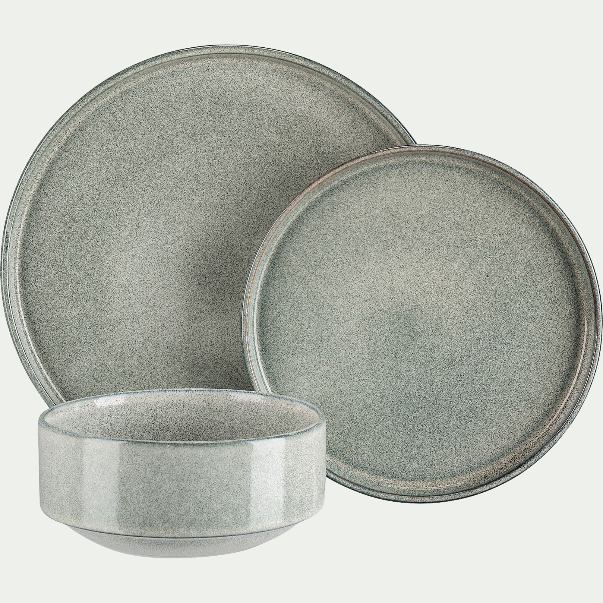 PIETRA - Assiette creuse en grès émail réactif D15,5cm - gris clair