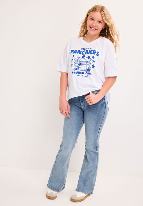 Older Girls White Brunch Curve Hem T-Shirt