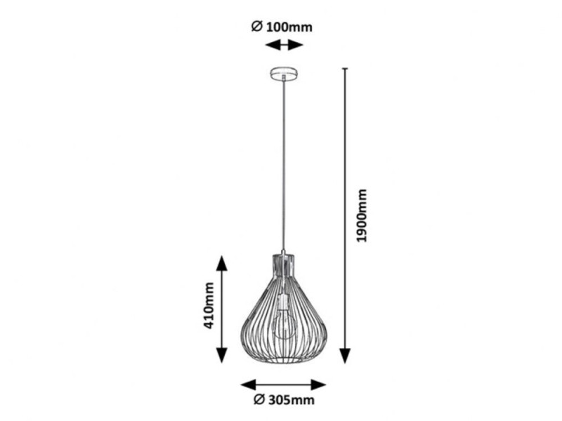 Lampa wisząca czarna Zille 1xE27x40W wym: 190x30,5x30,5 cm Rabalux