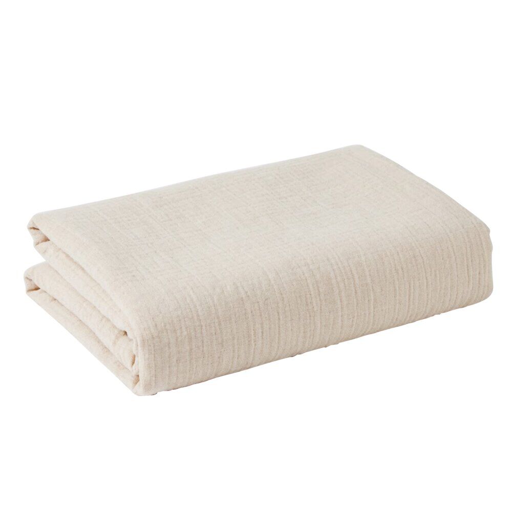 Plaid été gaze de coton beige foncé 120x150cm