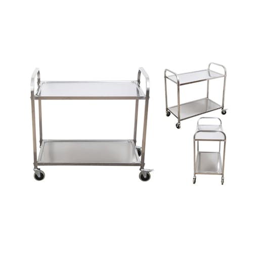 SOGA 2X 2 Tier Stainless Steel Food Cart Trolley Small 75x40x83.5cm