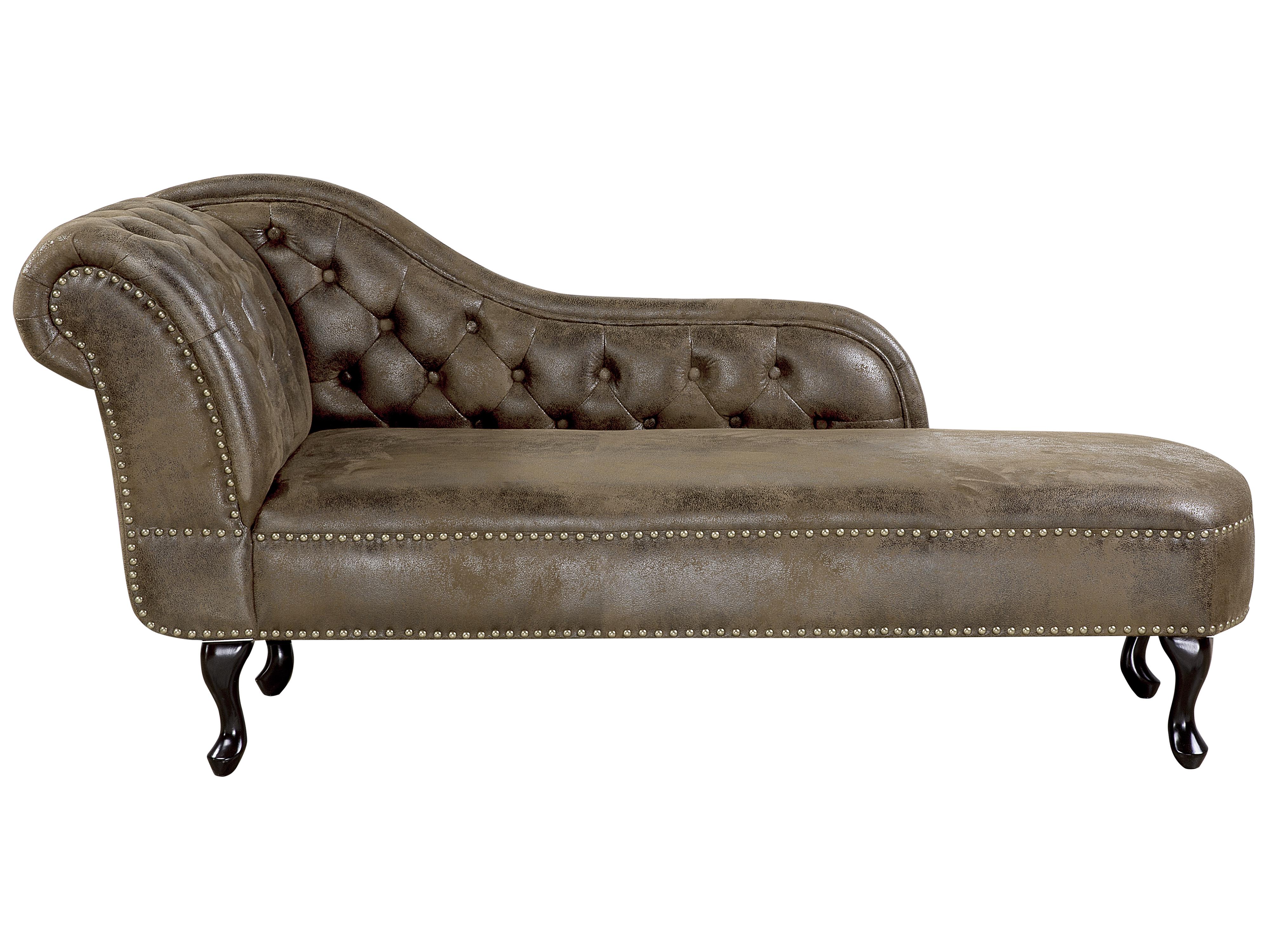 Left-Hand Chaise Longue NIMES Faux Suede Dark Brown