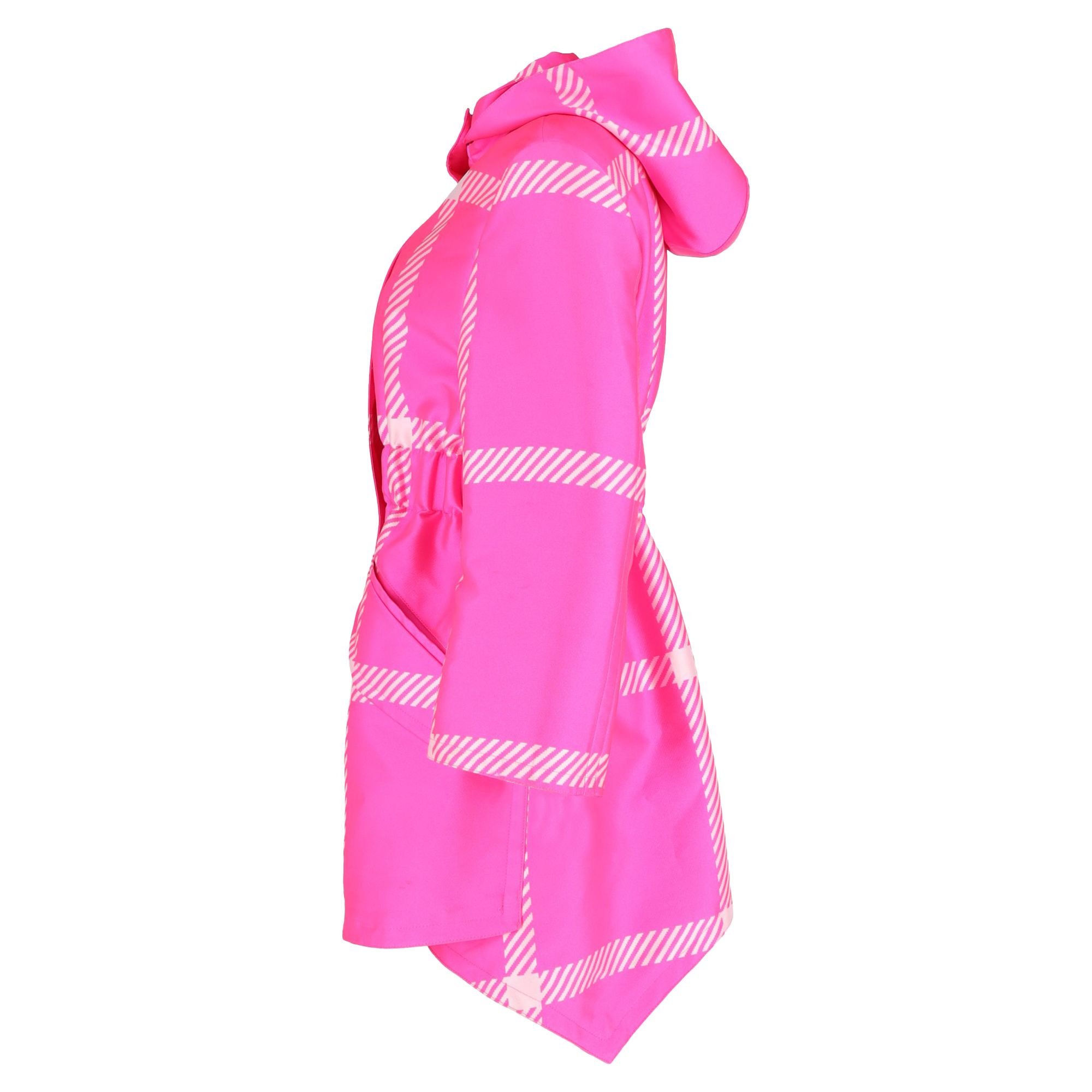 Fendi Preloved Pop Tartan Raincoat with Hood in Pink Polyester