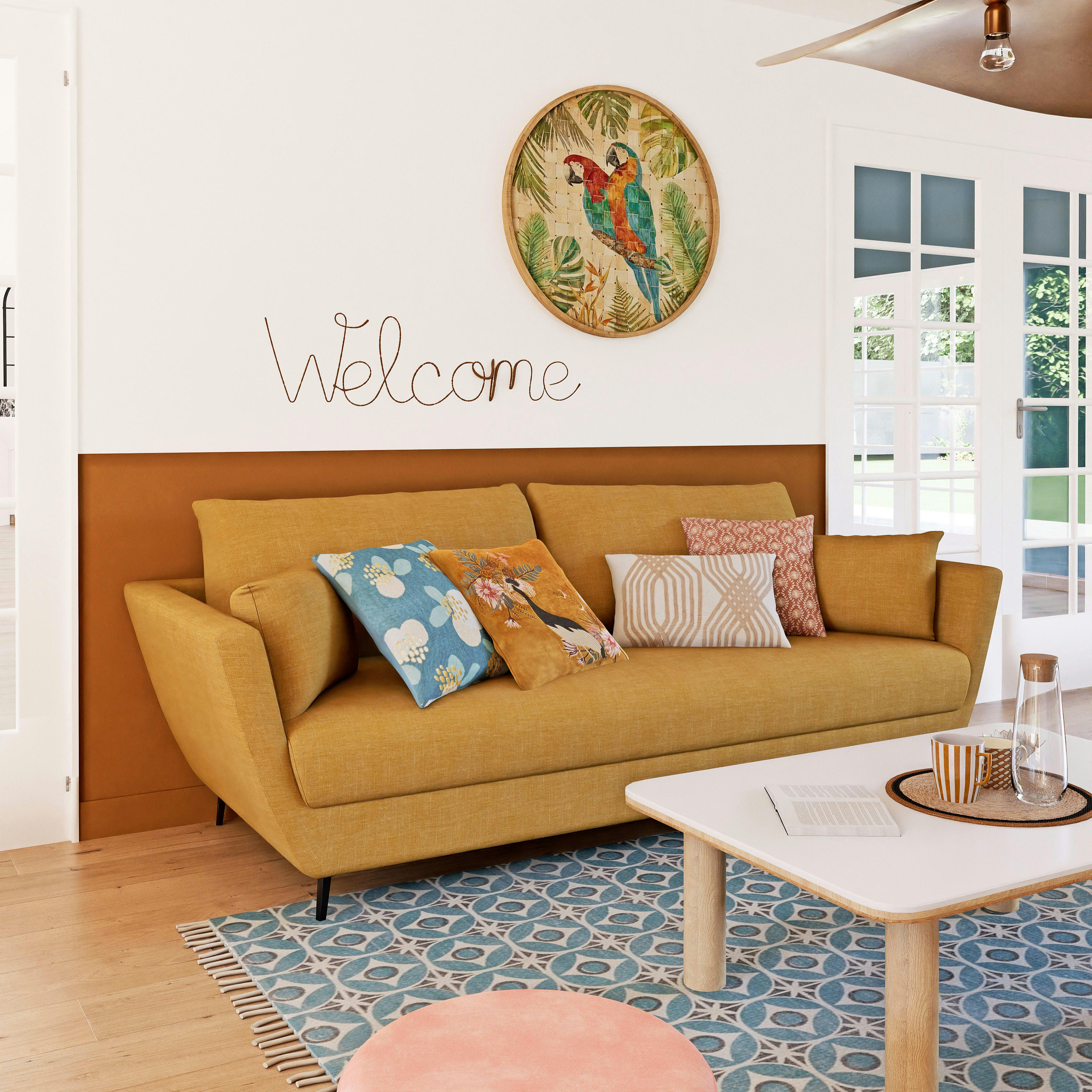 CADUTI - Déco murale en rotin beige 102x27